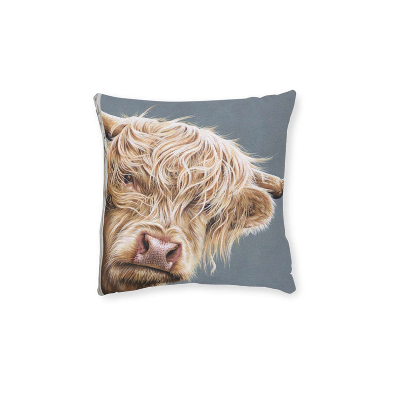 Highland Cow Square Pillow - Pink Back