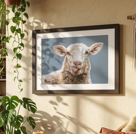 Lady Fluffington The Cheeky Sheep Framed Fine Art Print