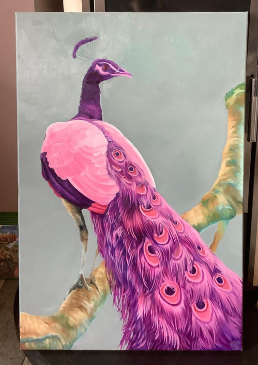 peacock oil painting