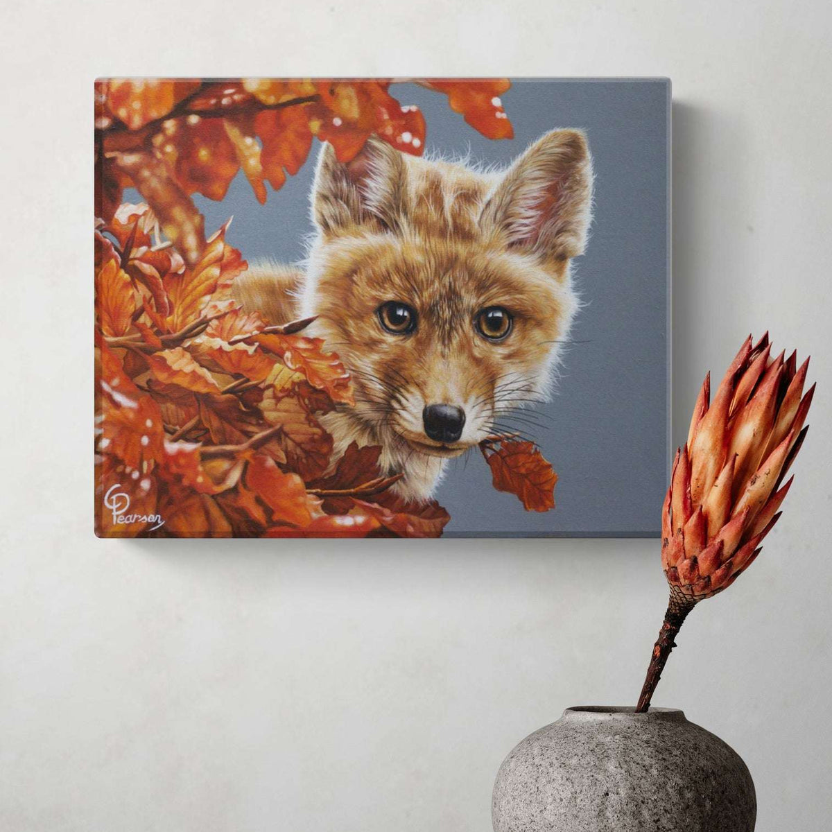 Bright Eyes Fox Small Canvas Wall Art