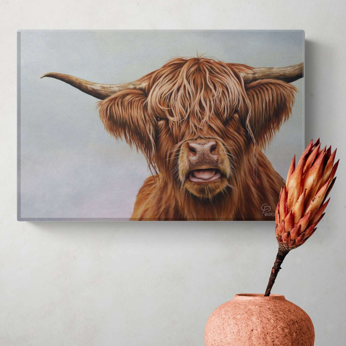 Fergus The Highland Cow Mini Canvas Wall Art