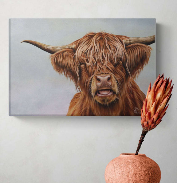 Fergus The Highland Cow Mini Canvas Wall Art