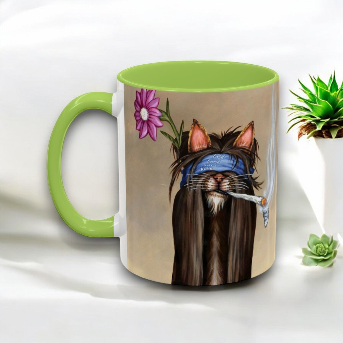 Hippie Cat Mug Ceramic 11oz