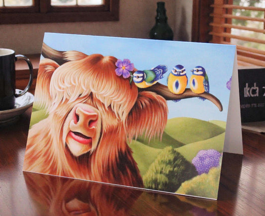 Greeting's Card Honey the Highland Cow A5 14.8 x 21 cm