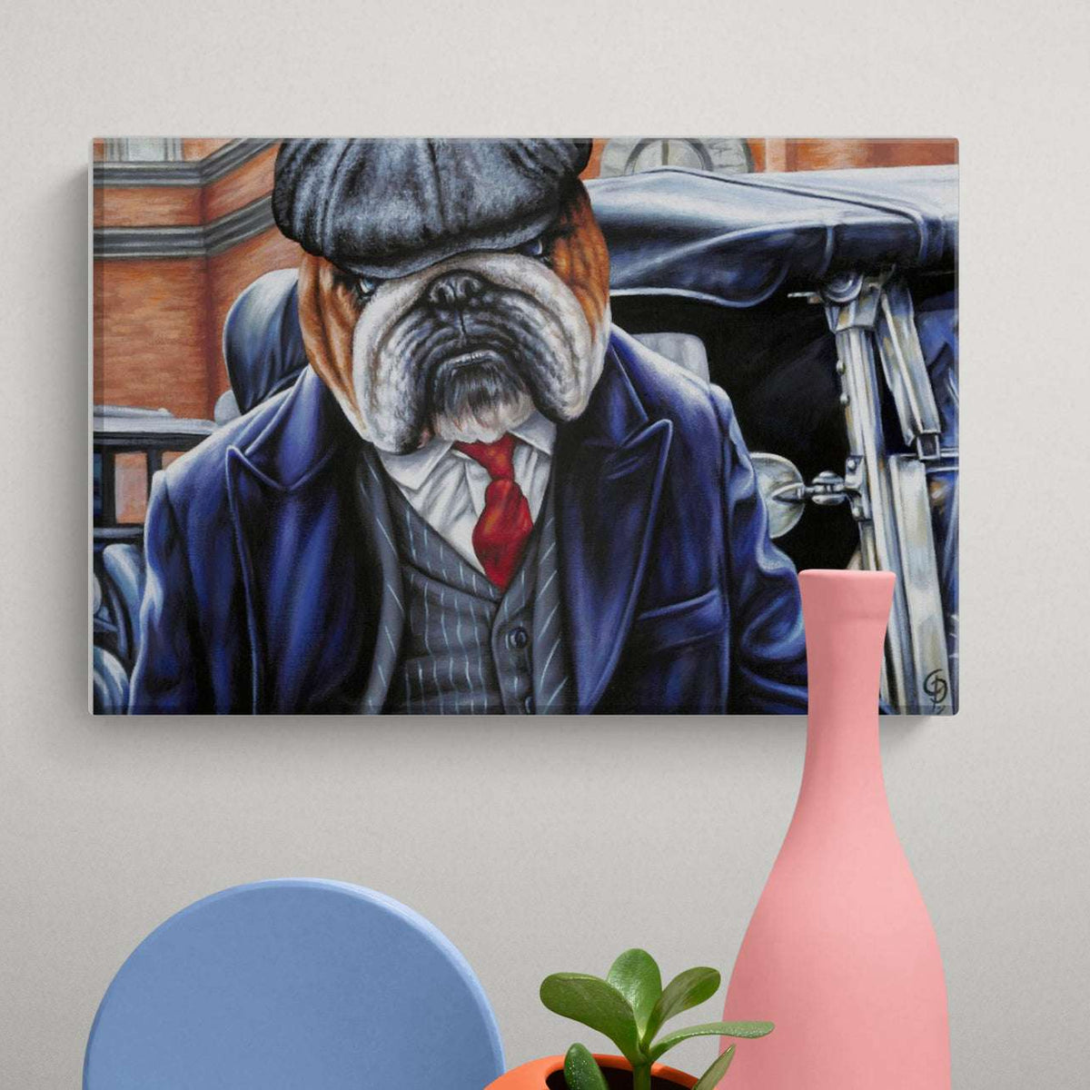 Peaky Bulldog Small Canvas Wall Art