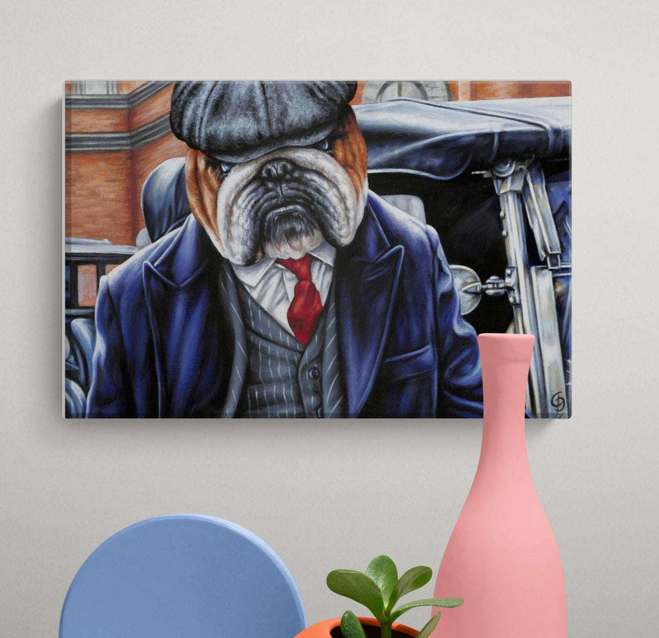 Peaky Bulldog Small Canvas Wall Art