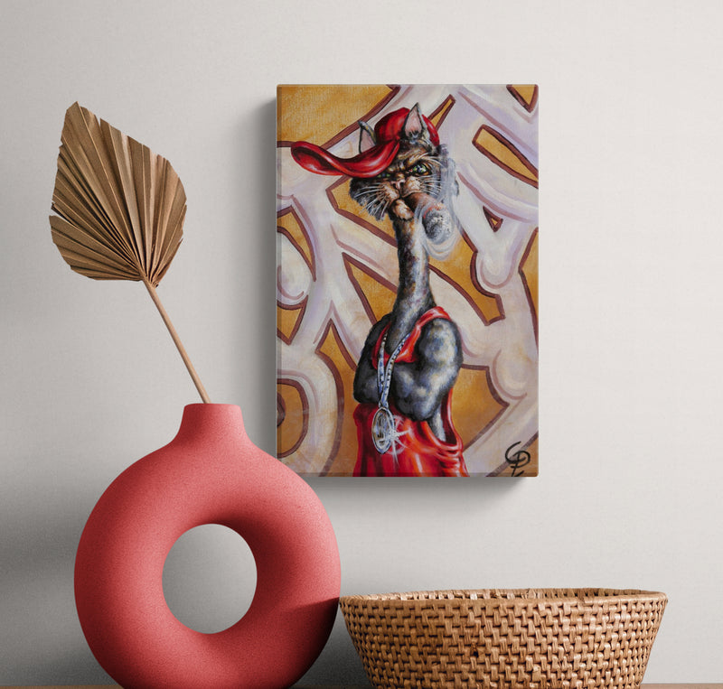 Rap Cat Small Canvas Wall Art