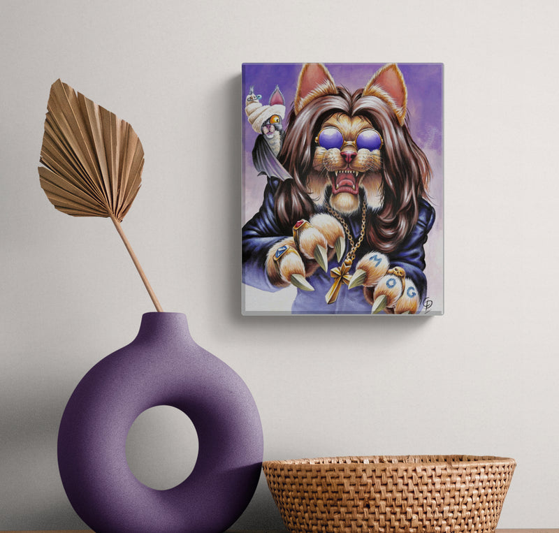 Rock Cat Small Canvas Wall Art