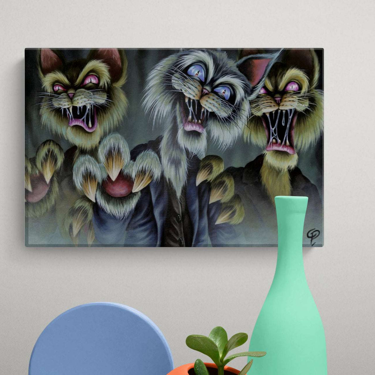 Zombie Cats Small Canvas Wall Art