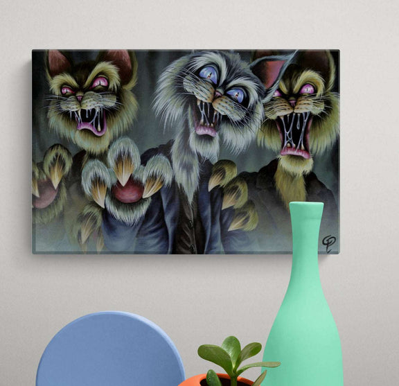 Zombie Cats Small Canvas Wall Art