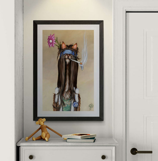 Herbie The Hippie Cat Fine art Print