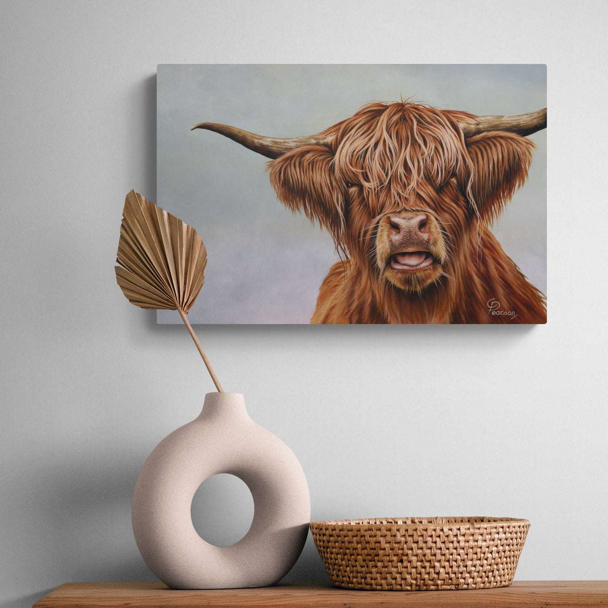 Fergus The Highland Cow Canvas Print – Vibrant Wildlife Art for Your Home