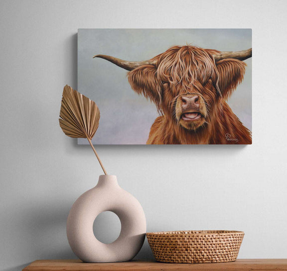 Fergus The Highland Cow Canvas Print – Vibrant Wildlife Art for Your Home