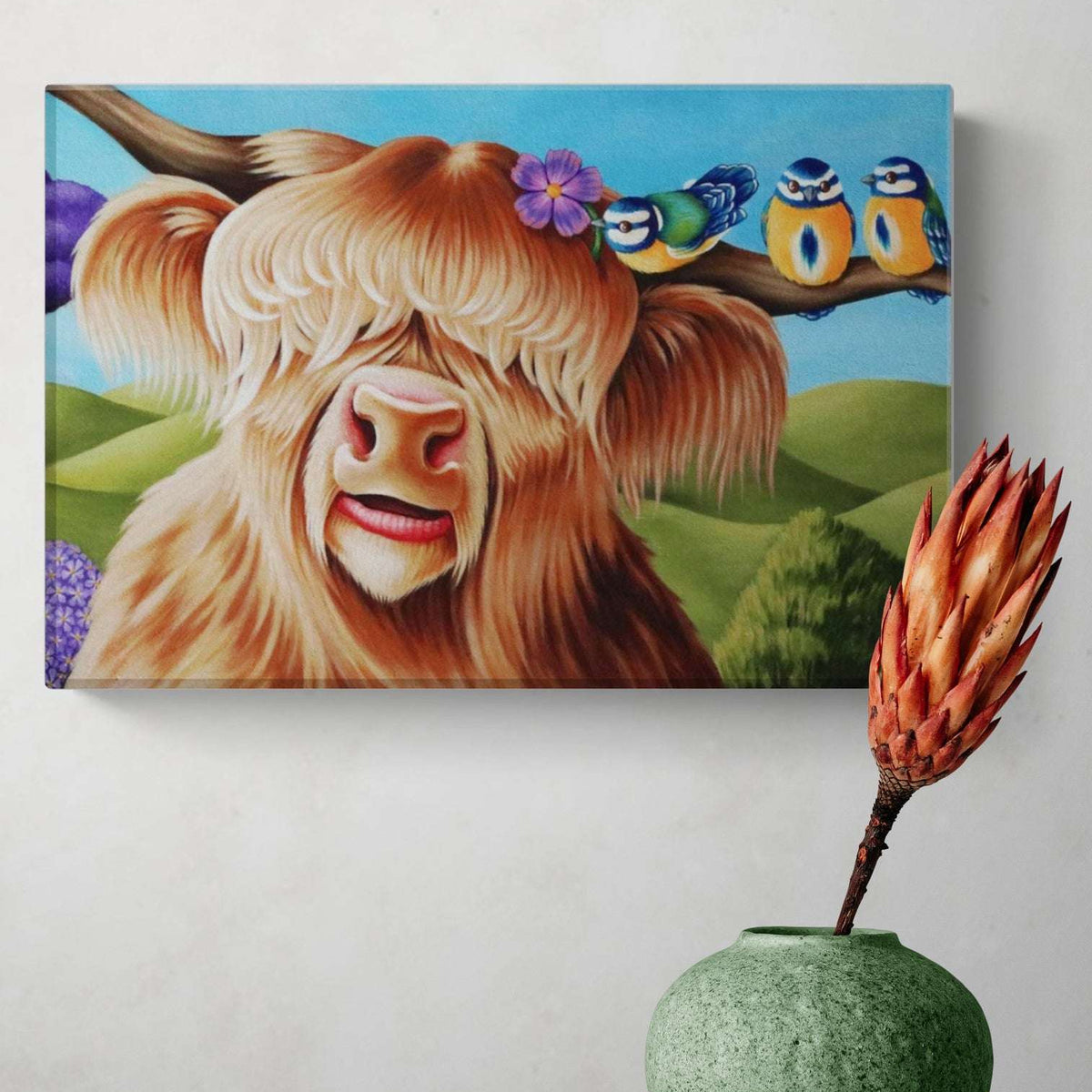 Honey The Highland Cow Mini Canvas Print 8 x 12"– Vibrant Wildlife Art For Your Home