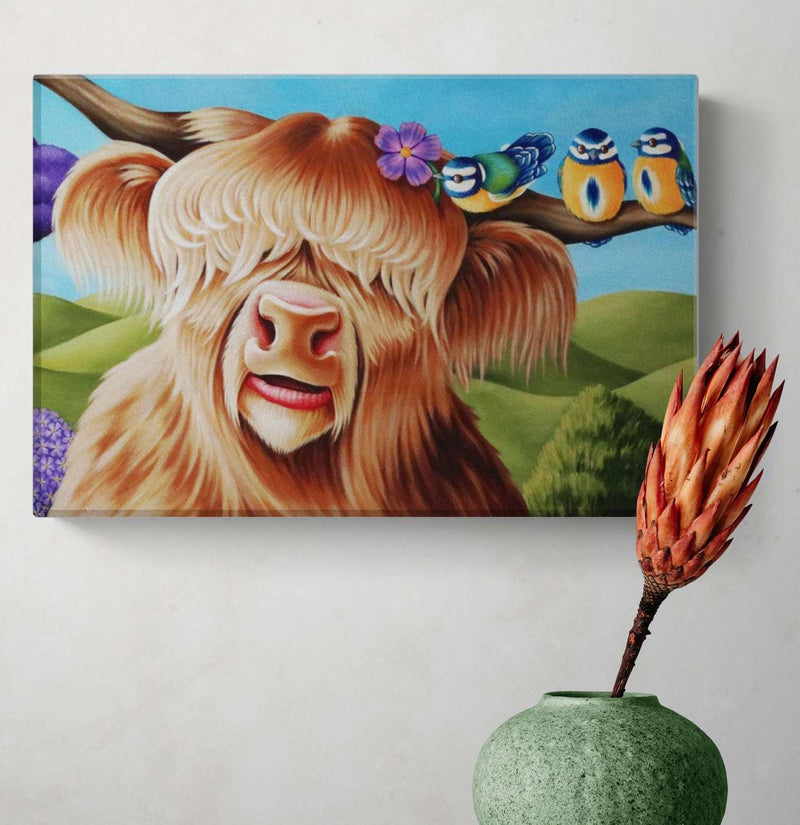 Honey The Highland Cow Mini Canvas Print 8 x 12"– Vibrant Wildlife Art For Your Home