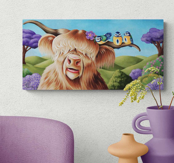 Honey Highland Cow Canvas Print – Vibrant Wildlife Art For Your Home