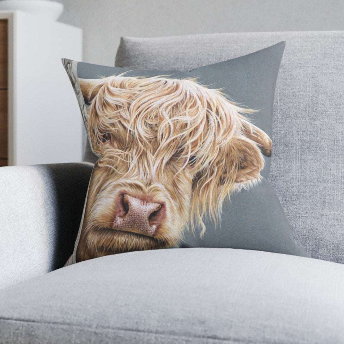 highland cow cushion art