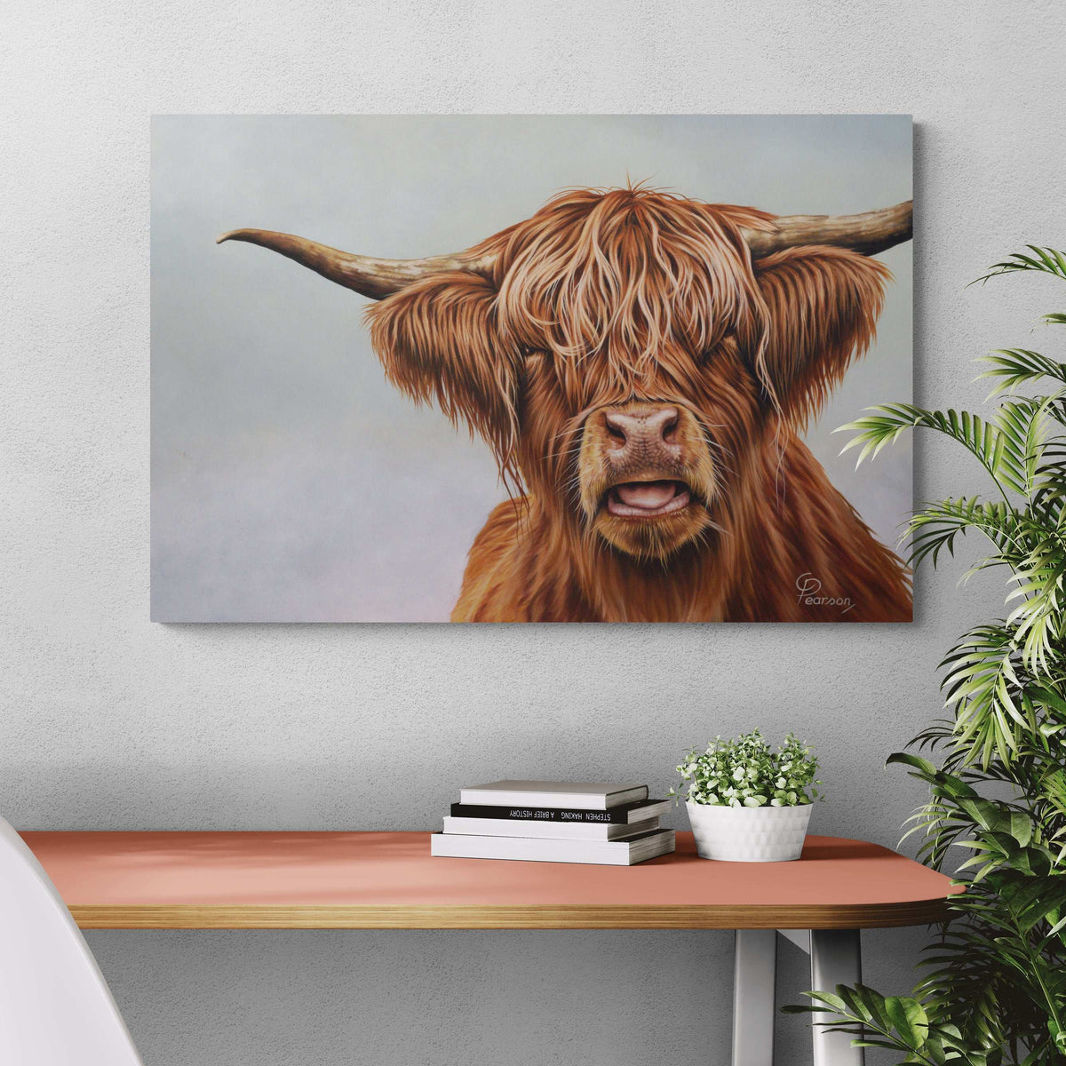 Fergus The Highland Cow Canvas Print – Vibrant Wildlife Art for Your Home