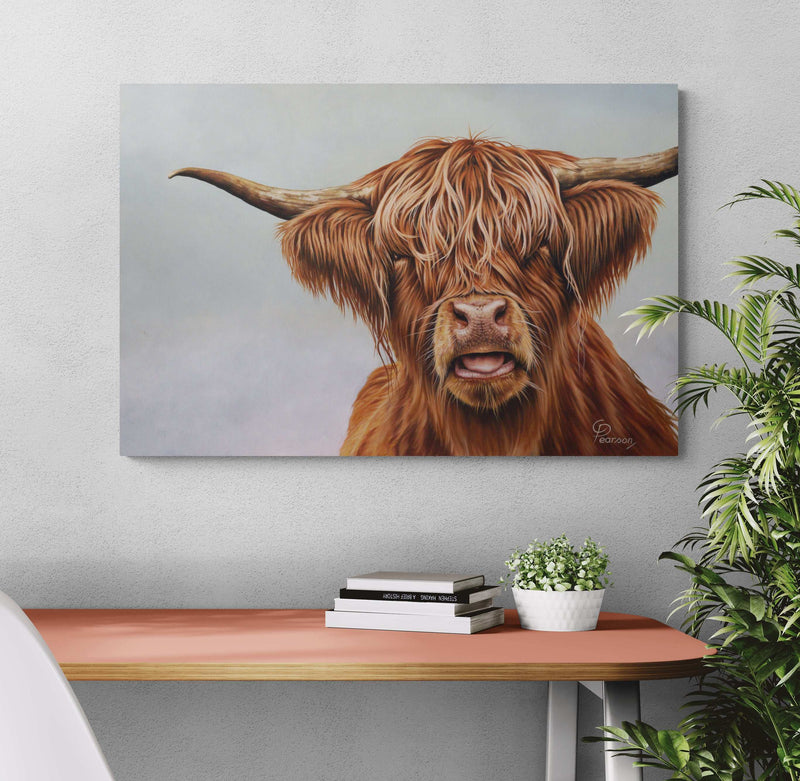 Fergus The Highland Cow Canvas Print – Vibrant Wildlife Art for Your Home