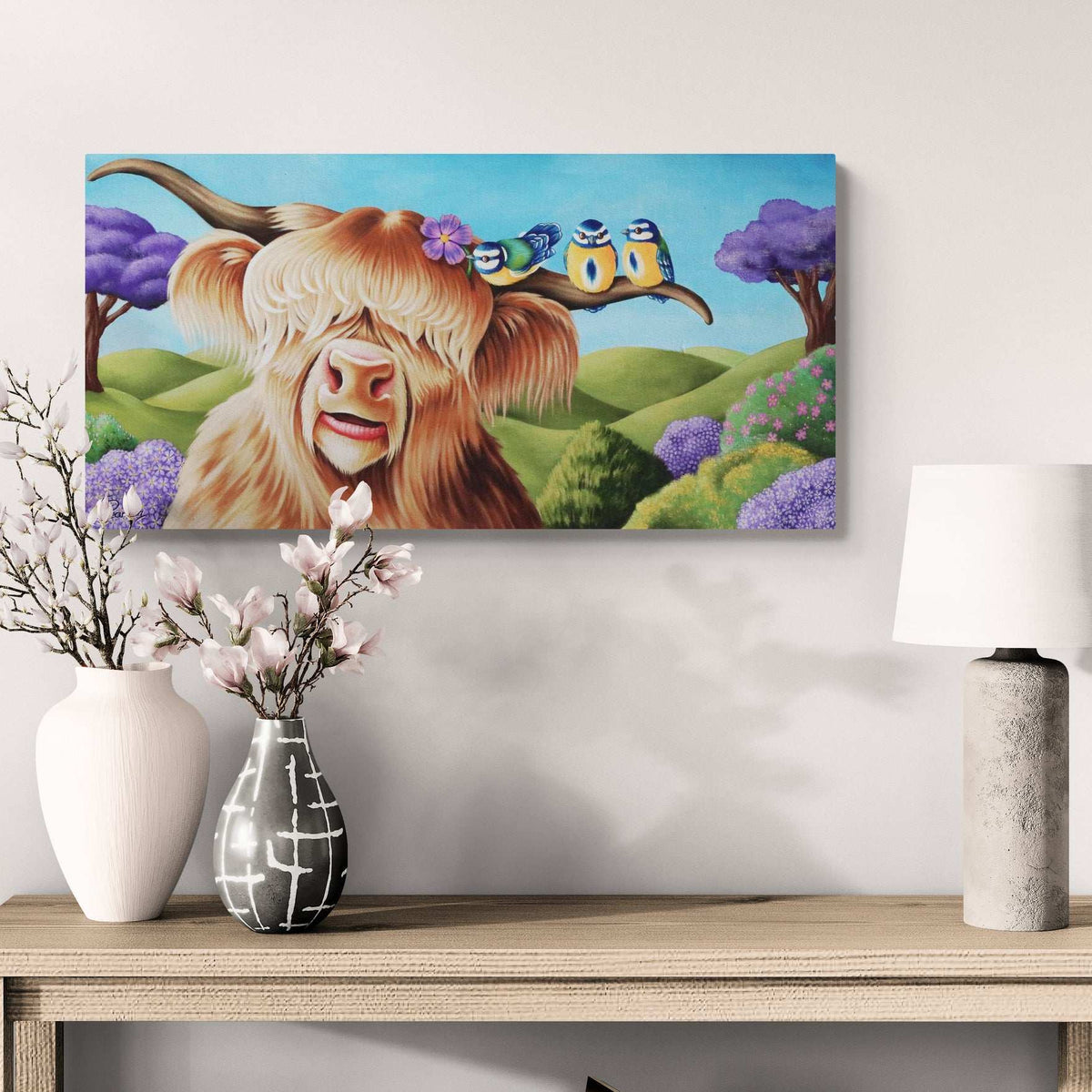 Honey Highland Cow Canvas Print – Vibrant Wildlife Art For Your Home