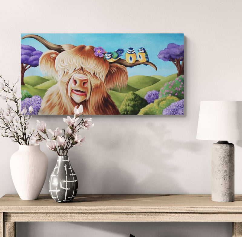 Honey Highland Cow Canvas Print – Vibrant Wildlife Art For Your Home