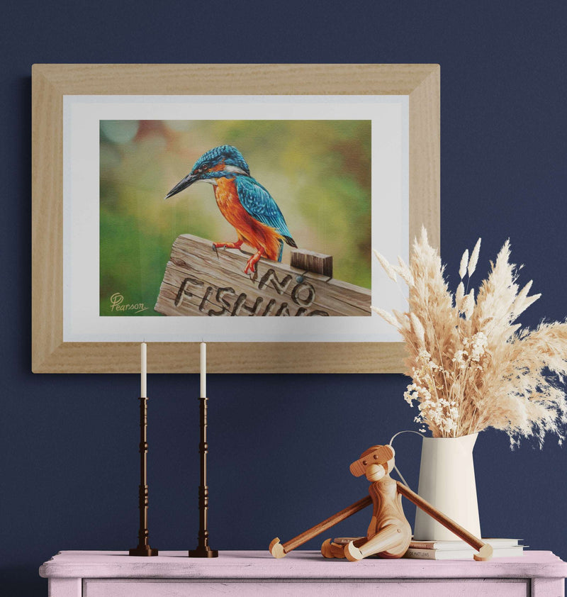 Gone Fishing, Kingfisher Fine Art Print