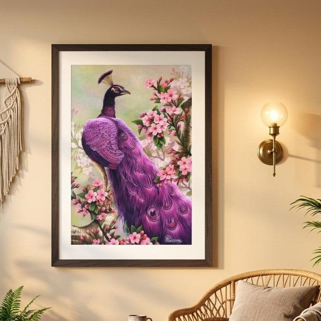 Pink Perfection Peacock Framed Fine Art Print